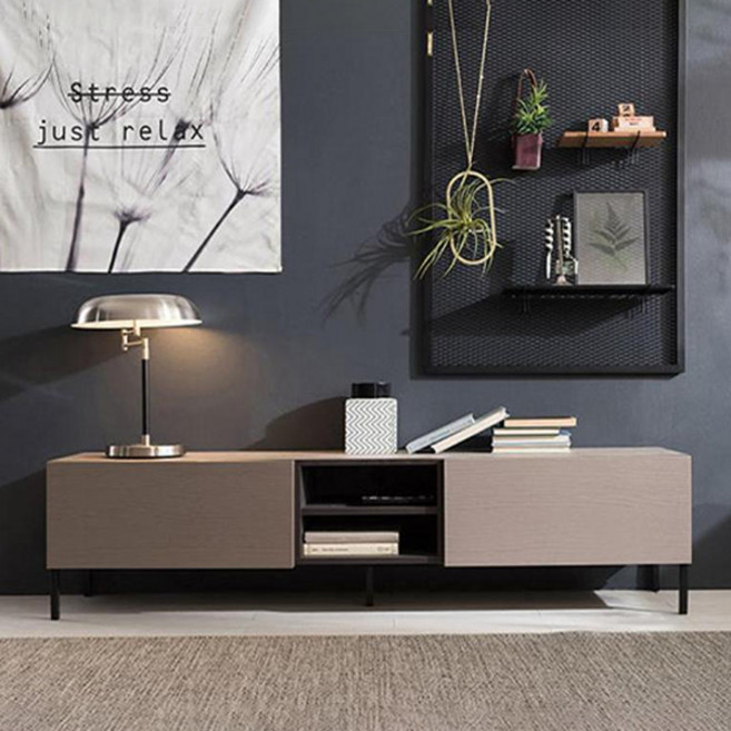 리바트 무드 모던 거실장 방문설치, 그레이 + 다크그레이