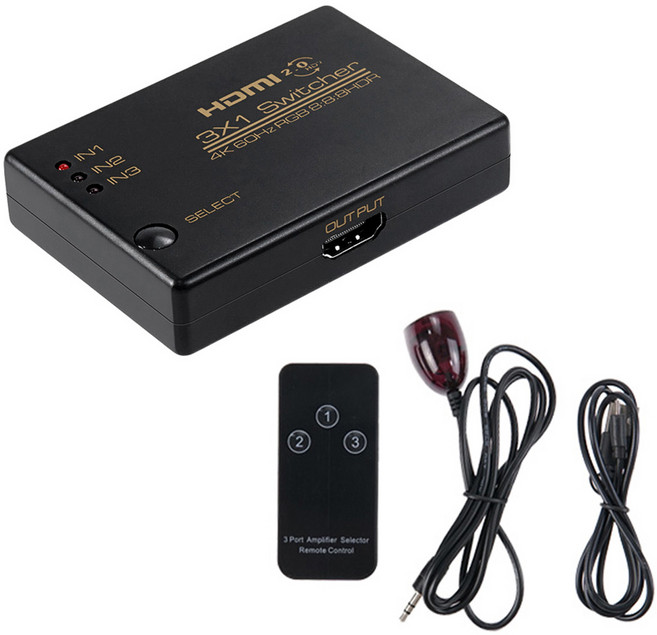 컴스 3포트 HDMI 2.0 4K60Hz RGB 8:8:8 HDR10 선택기, OU940, 1개