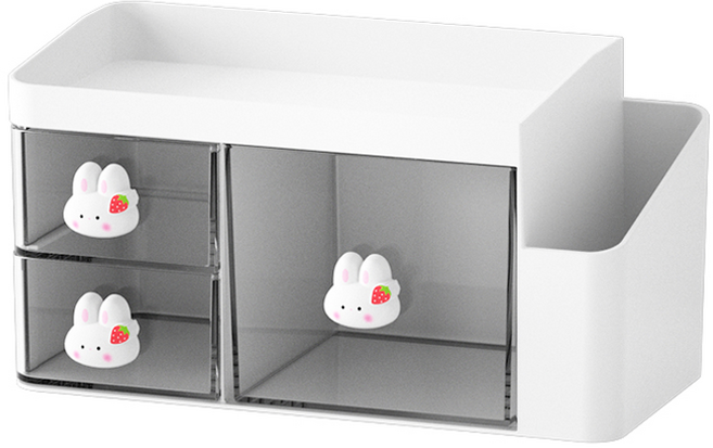 코히모 캐릭터 투명 3단 데스크 오거나이저 4W241, 화이트, 1개