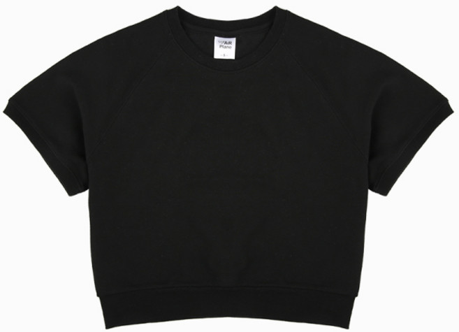 에어플레인 여성용 무지 크롭 반팔 맨투맨