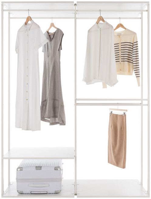 리바트 프레임 드레스룸 1600 깊은 2단 옷장 방문설치, 화이트