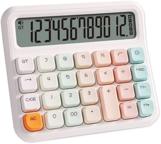 이테스 사무용 큰 화면 기계식 레트로 계산기, 화이트, 1개