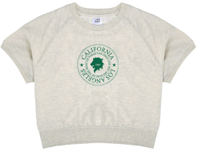 에어플레인 캘리포니아1767 크롭 반팔 맨투맨