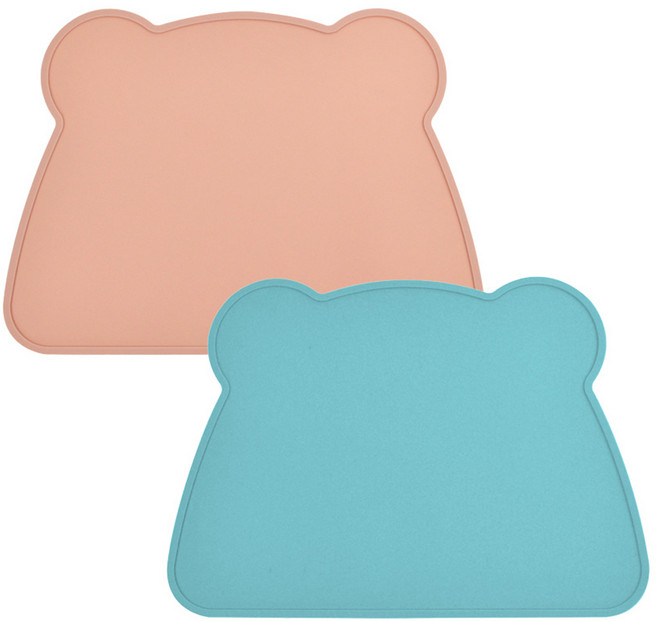 키친유 곰돌이 실리콘 식탁매트, 민트, 살구, 360 x 260 mm, 2개