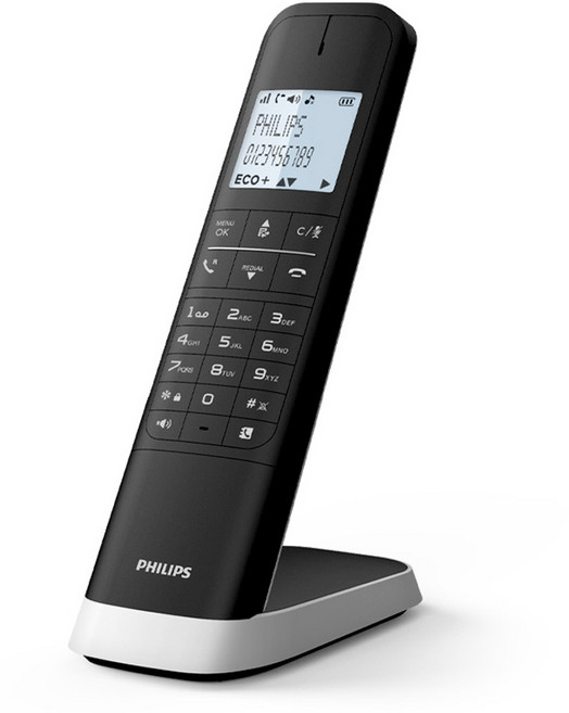 필립스 1.7GHz 디지털 무선 전화기 M470, M470 (블랙 + 화이트)