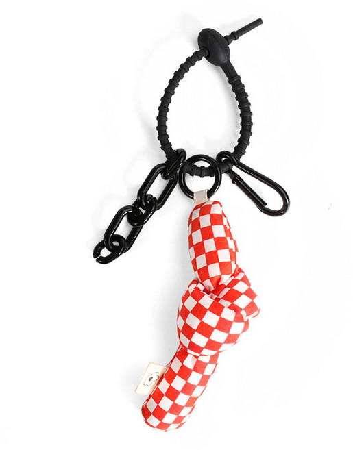 소리달 렁이 꽈베기모양 체크무늬 키링