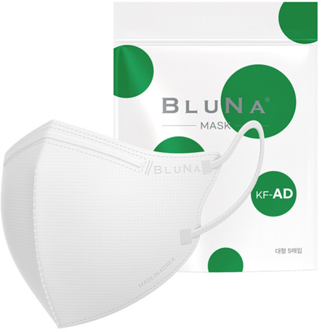 블루나 투디 비말 마스크 중형 KF-AD, 5매입, 5개, 화이트