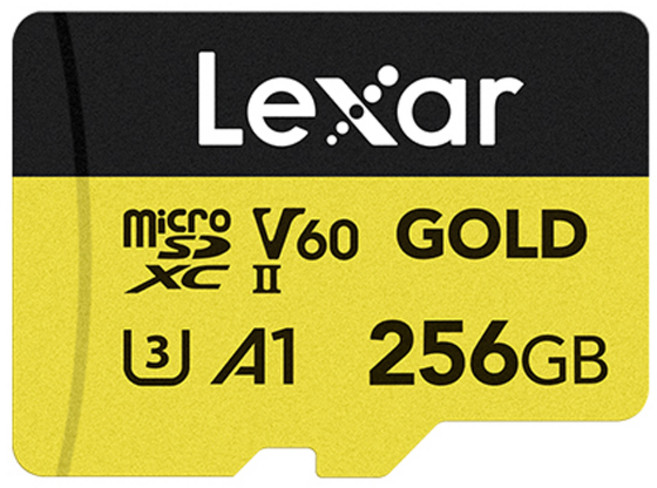 Lexar 雷克沙 V60 4K GoPro DJI UHS-II Mavic 穿戴式相機專用 MicroSD 記憶卡 GOLD LMSGOLD256G-BNNNG, 256GB