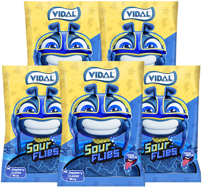 비달 사우어 플라이 라즈베리향 젤리, 5개, 80g