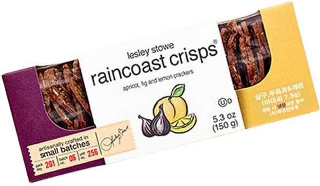 레슬리스토 레인코스트크리스프 살구 무화과 앤 레몬 크래커, 150g, 1개