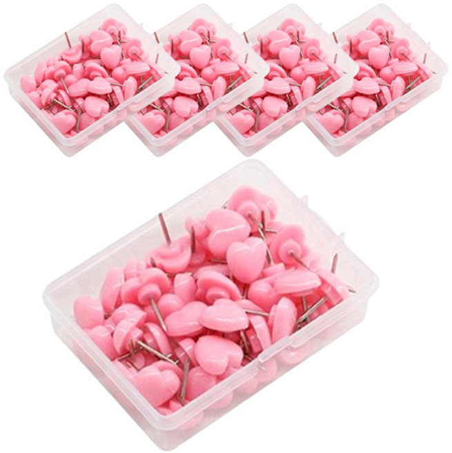 마켓감성 하트모양 압정 핑크색, 50개입, 5개