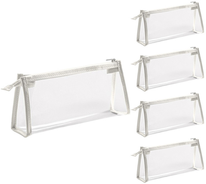 마켓감성 간단한 투명 연필 가방, 하얀, 5개