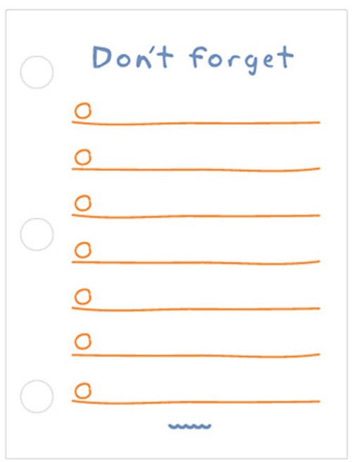 마켓감성 3홀 수첩 내부 리필 페이지 할 일 목록, 60개입, 8개