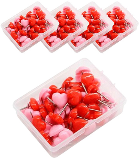 마켓감성 하트모양 압정 혼합색상, 50개입, 5개