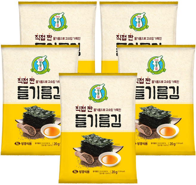 지도표성경 직접 짠 들기름김, 20g, 5개