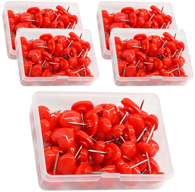 마켓감성 하트모양 압정 레드, 50개입, 5개