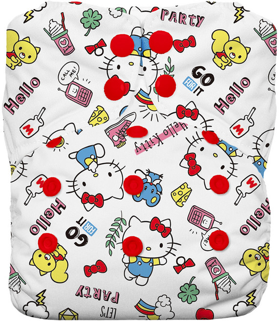 THiRSTiES AIO壓扣一體式布尿布 SANRIO聯名款 OS(4-18kg) 100%有機棉, Hello Kitty My Friends, 1件