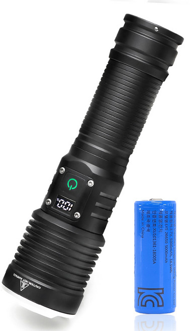 비센드 고성능 줌 손전등 BS-T80 + 26650 충전지 세트, 블랙, 1세트