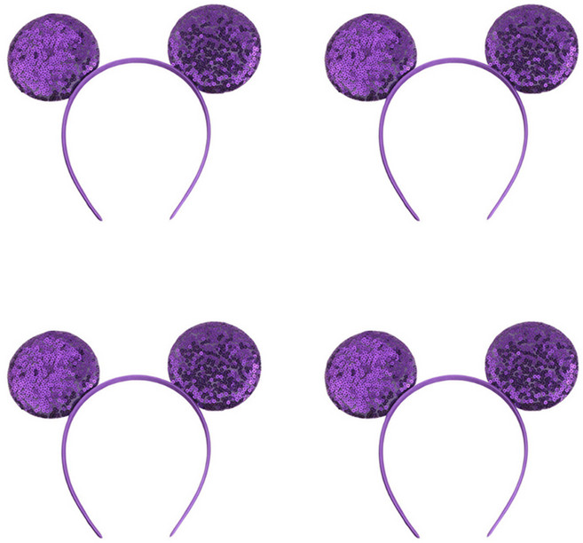 알로데 스팽글 마우스 파티용 머리띠, 03 퍼플, 4개