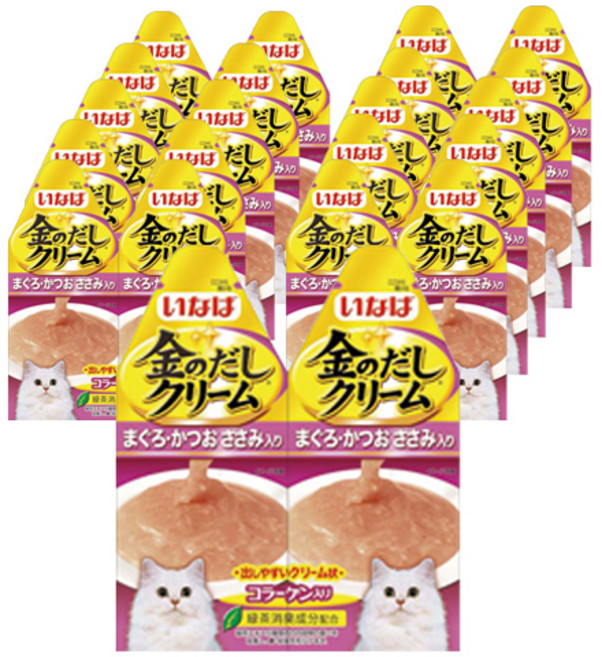 이나바 고양이 금빛육수 크림 파우치 2p, 혼합맛(참치/가다랑어/닭가슴살), 60g, 12개