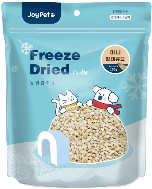 조이펫 반려동물 동결건조 미니 큐브 간식, 황태, 150g, 1개 - 쿠팡