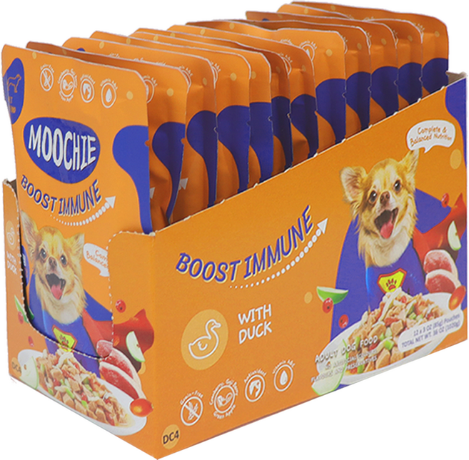 MOOCHIE 생후 2개월 이후 면역건강 습식사료, 오리, 85g, 12개