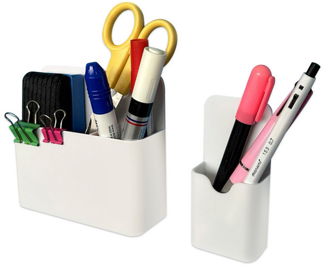 매직보드 자석 펜꽂이 대형 + 소형 세트, White, 1세트