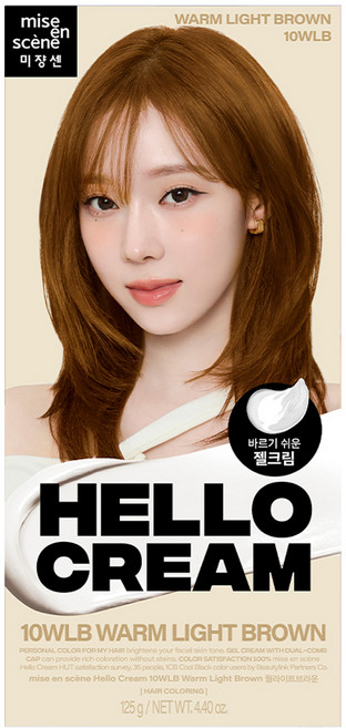 미쟝센 뉴 헬로크림 염모제 125g, 웜라이트브라운, 1개