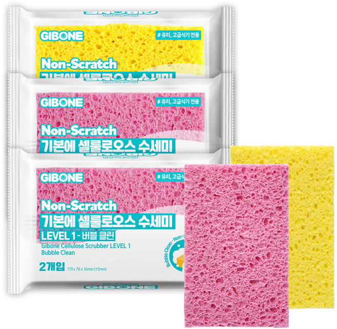 기본에 셀룰로오스 수세미 레벨1 버블클린 랜덤발송, 2개입, 3세트