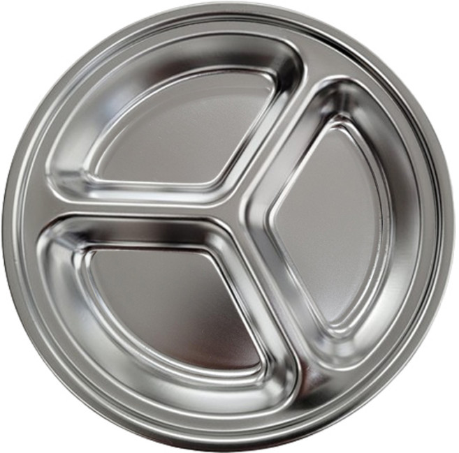 원리빙 스텐 3칸 원형 나눔접시 대, 1개