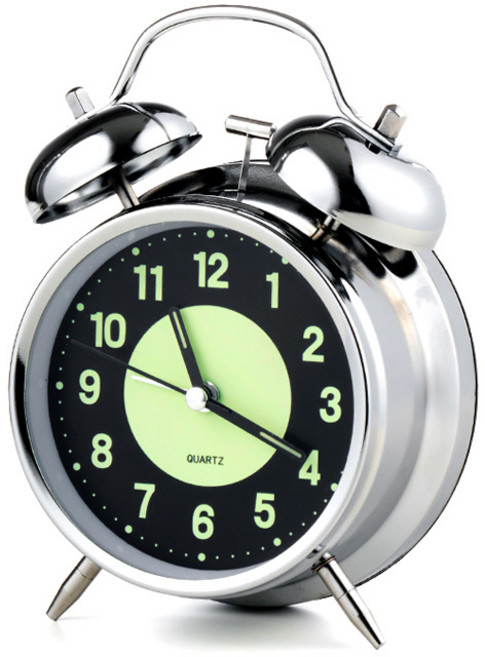 생활공식 시끄러운 야광 탁상 알람시계, 실버