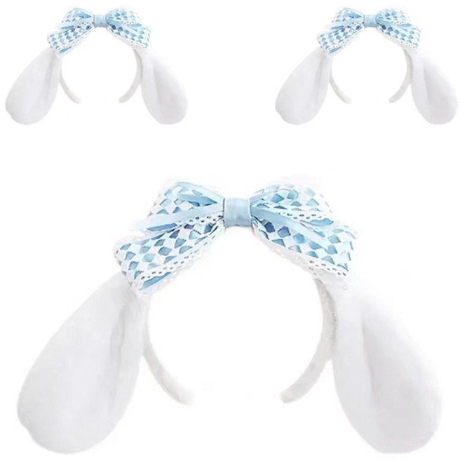 마켓감성 큐티 강아지큰귀 머리띠, 블루, 3개