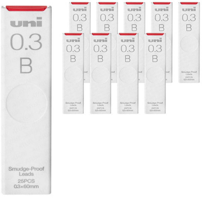 유니볼 샤프심 UL-S-0.3 B, 0.3mm, 10개