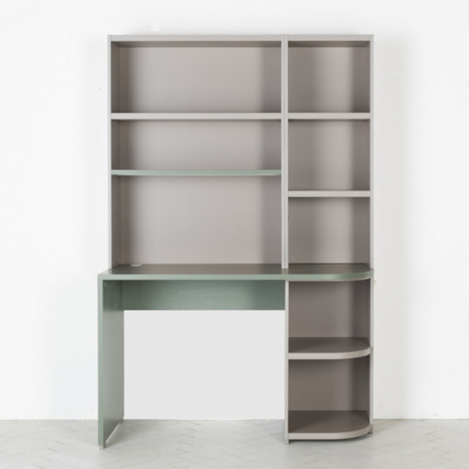 리바트 프레일 1200 전면책상 좌형 방문설치, 그린(상판) + 그레이(책장)