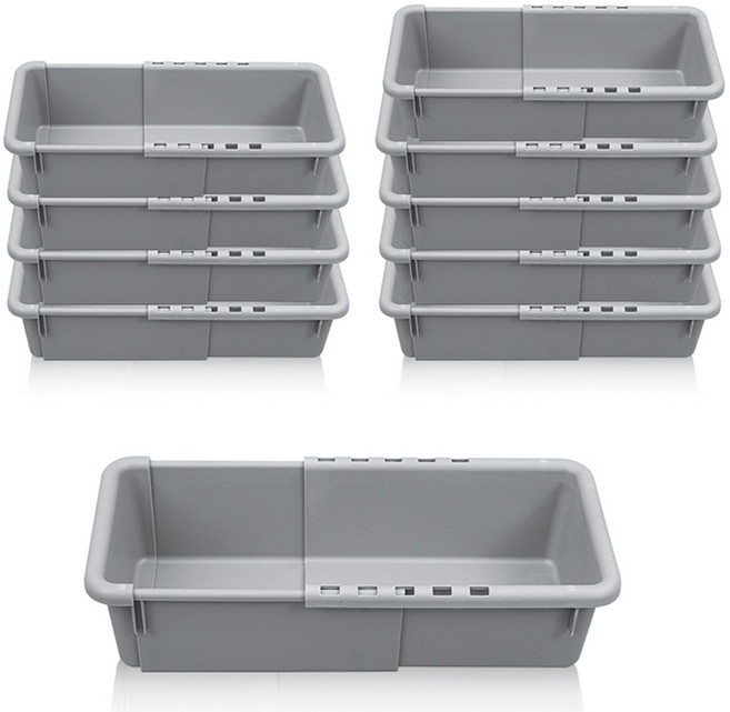 올유리빙 길이조절 바스켓, 그레이, 1호, 10개