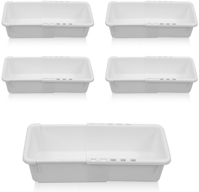 올유리빙 길이조절 바스켓, 화이트, 1호, 5개