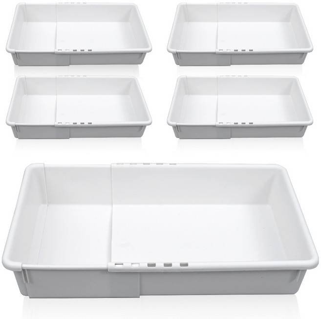 올유리빙 길이조절 바스켓, 화이트, 3호, 5개