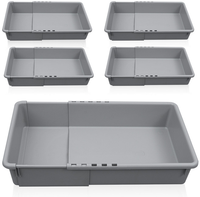 올유리빙 길이조절 바스켓, 그레이, 3호, 5개