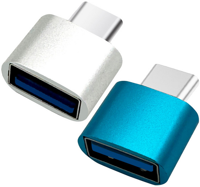 칼론 C타입 OTG젠더 2종 세트 KR-MCOTG, 2cm, 실버, 블루, 1세트