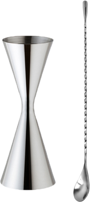 착한살림 칵테일 슬림 지거 계량컵 30ml 60ml + 바스푼 30cm 세트, 1세트