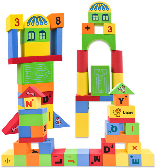 EVA 107피스 카툰 소프트 블럭 U2896, 혼합색상, 1개