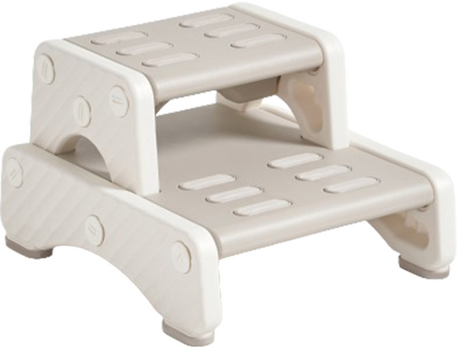 BeneBene 유아용 논슬립 와이드 2단 발디딤대, 화이트 + 그레이, 1개