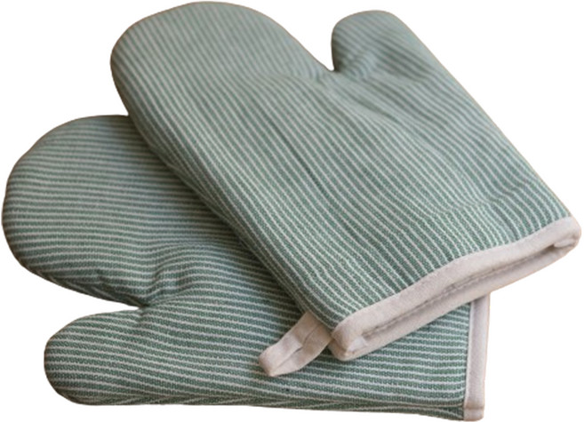 스트라이프 주방 오븐 장갑 2p 세트, 그린, 1세트