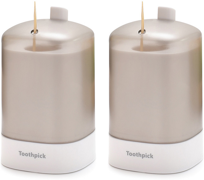 모나코올리브 터치픽 이쑤시개 홀더, 화이트, 2개