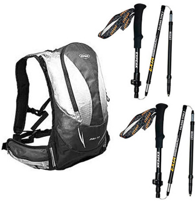 엑스피크 트레일13 등산 패스트하이킹 경량배낭 13L + 엑시아 5단 등산스틱 2p 세트, 실버(배낭)