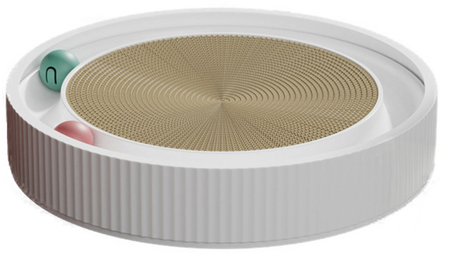 PETCA 고양이 대형 리필 트랙볼 스크래쳐 평판형 장난감, 화이트, 1개