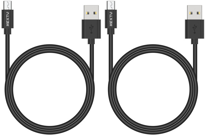 넥스트유 A타입 마이크로 5핀 고속충전 데이터 케이블 NEXT-AM5101U2, 2개, 블랙