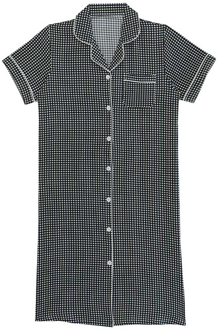 글램공감 여성용 포슬 셔츠형 반팔 원피스 잠옷