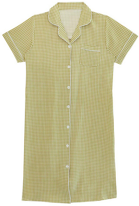 글램공감 여성용 포슬 셔츠형 반팔 원피스 잠옷