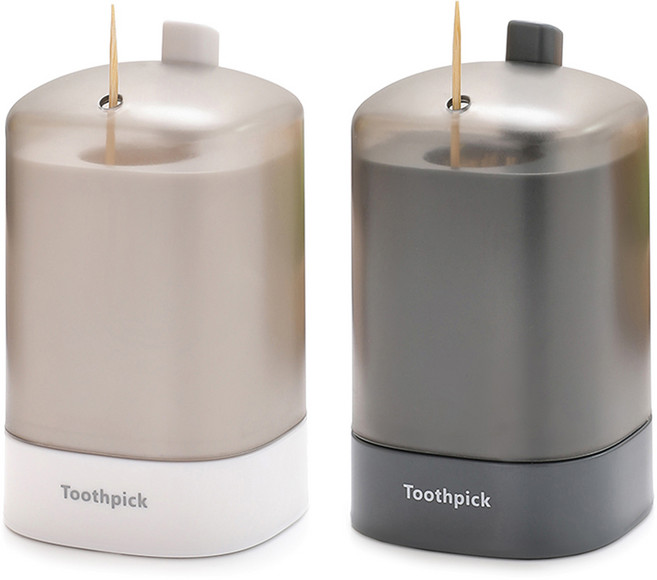 모나코올리브 터치픽 이쑤시개 홀더 2종 세트, 화이트, 그레이, 1세트